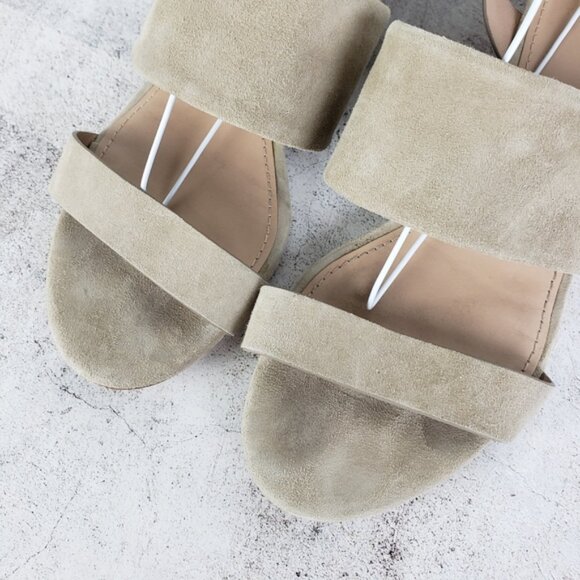 Tory Burch Leather Suede Cork Wedge Sandals Gray size 8.5M Comfort Preppy - Picture 9 of 16